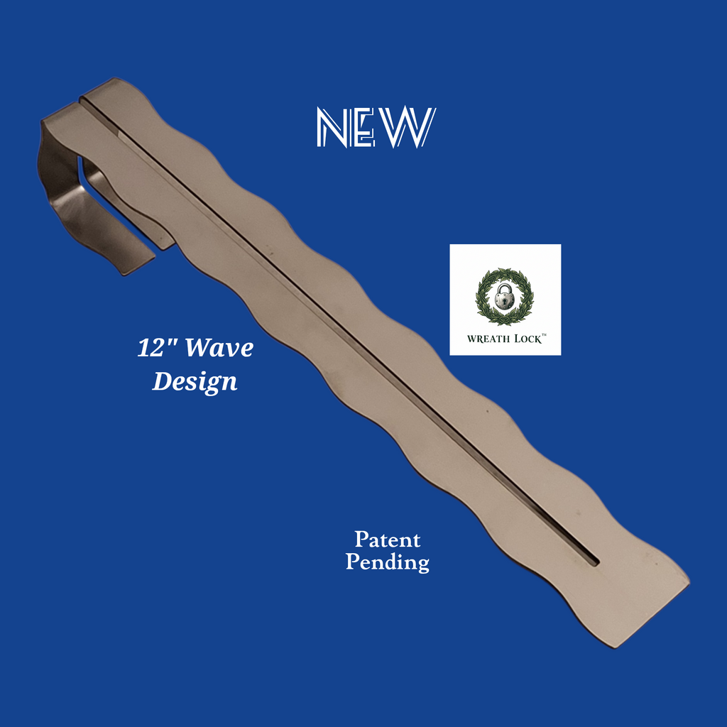 NEW Wreath Lock™ 12" Stainless Steel Anti-Theft Wreath Hanger – Heavy Duty Protector- Wave Design