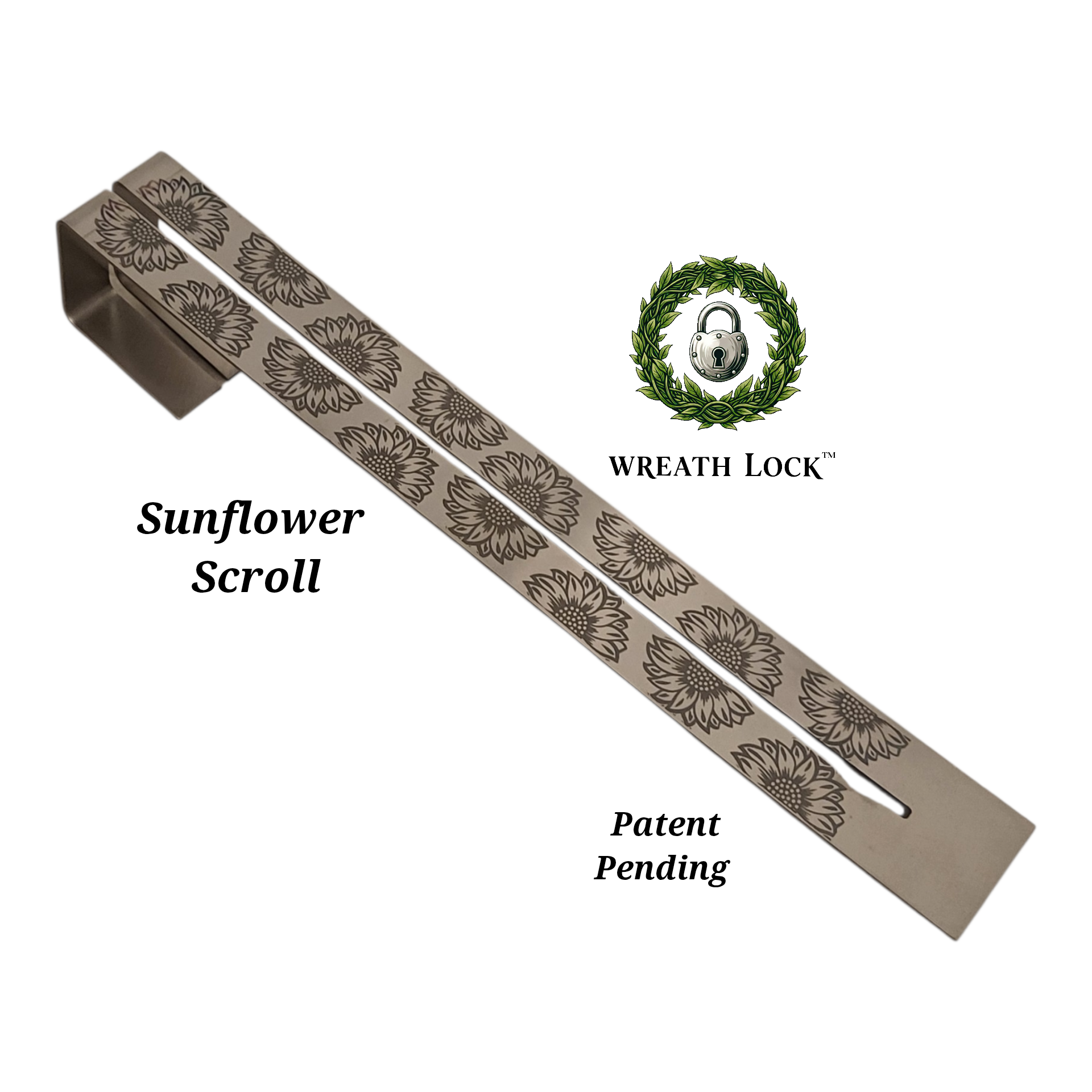 NEW 12" Length Engraved Wreath Lock-Various Designs (Adaptor Included)
